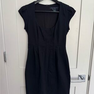 French Connection Black Pleated Sheath Dress